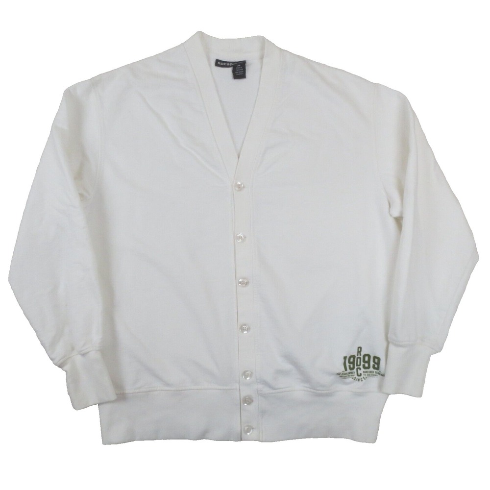 Rocawear Cardigan Sweater‎ Mens XL White V Neck Button Up Cotton Sweatshirt Y2K